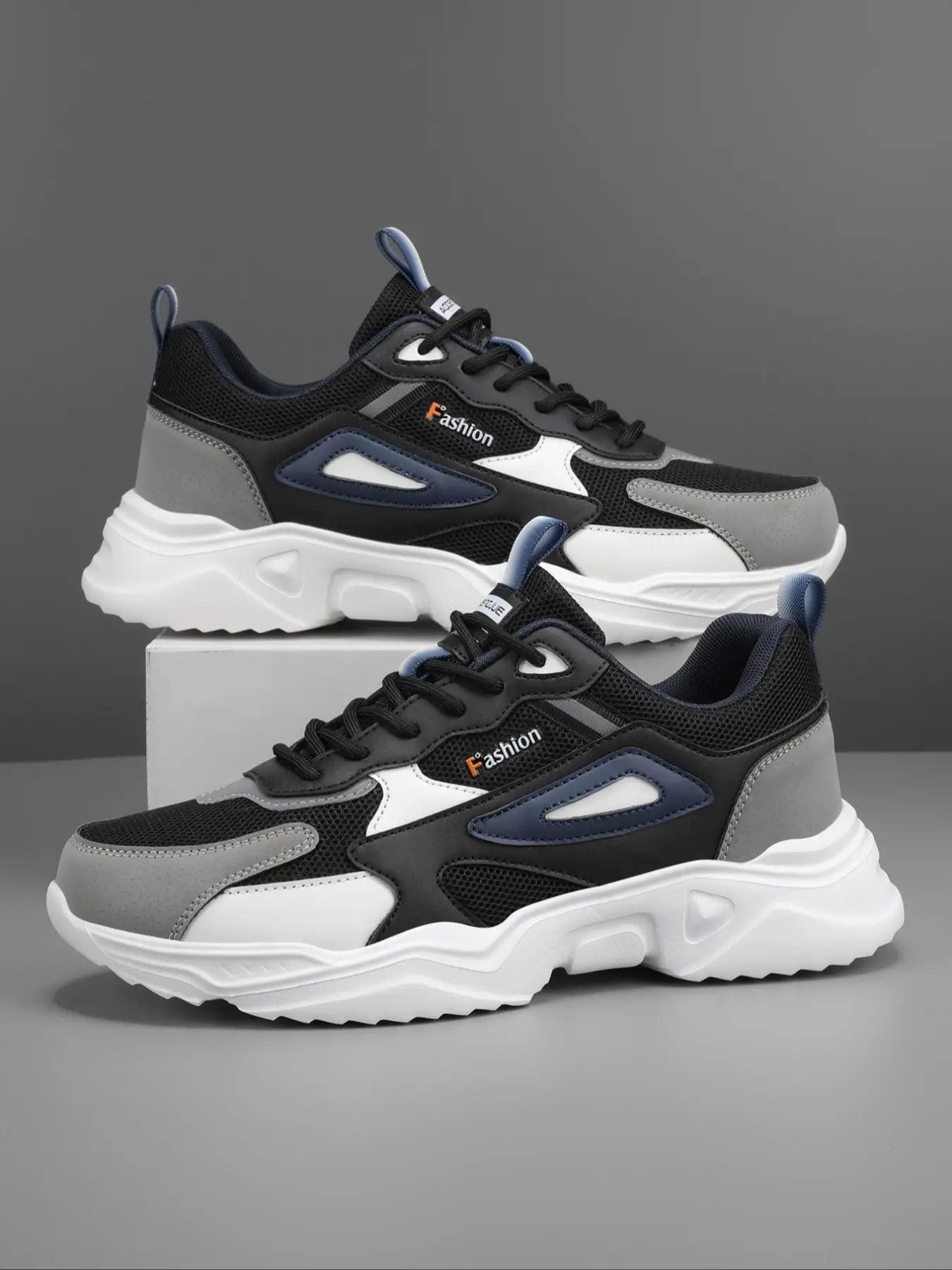 Men'S Colorblock Patchwork Sneakers, Lightweight Breathable Reflective Anti-Slip Sport Shoes, Fashion Casual Running Shoes for All Seasons, Fashionable Running Shoes, Athletic Shoes