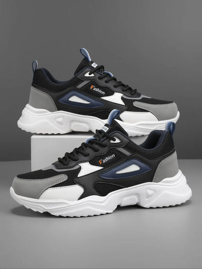Men'S Colorblock Patchwork Sneakers, Lightweight Breathable Reflective Anti-Slip Sport Shoes, Fashion Casual Running Shoes for All Seasons, Fashionable Running Shoes, Athletic Shoes