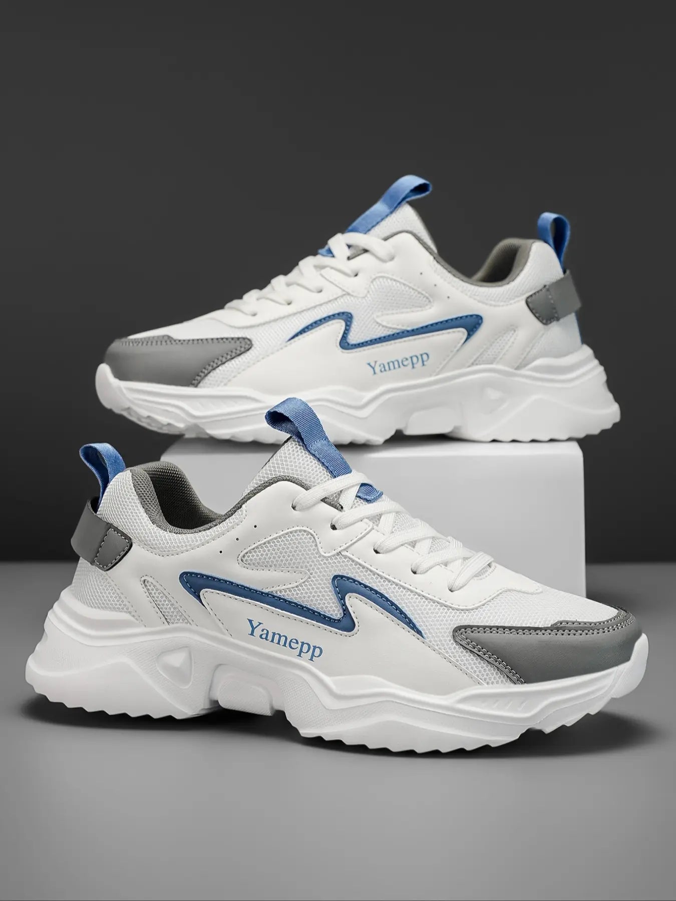 Men'S Colorblock Patchwork Sneakers, Lightweight Breathable Reflective Anti-Slip Sport Shoes, Fashion Casual Running Shoes for All Seasons, Fashionable Running Shoes, Athletic Shoes