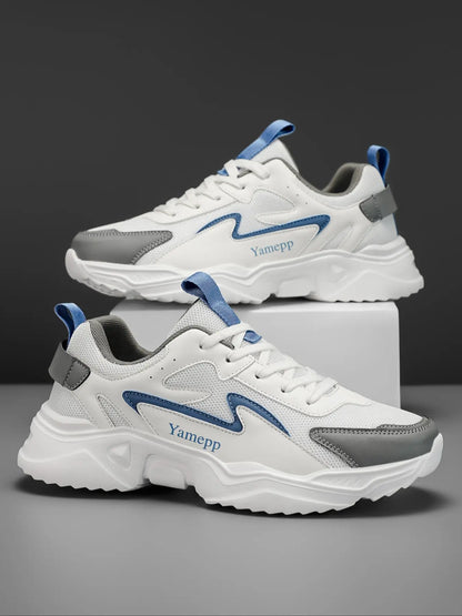 Men'S Colorblock Patchwork Sneakers, Lightweight Breathable Reflective Anti-Slip Sport Shoes, Fashion Casual Running Shoes for All Seasons, Fashionable Running Shoes, Athletic Shoes