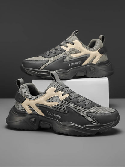 Men'S Colorblock Patchwork Sneakers, Lightweight Breathable Reflective Anti-Slip Sport Shoes, Fashion Casual Running Shoes for All Seasons, Fashionable Running Shoes, Athletic Shoes