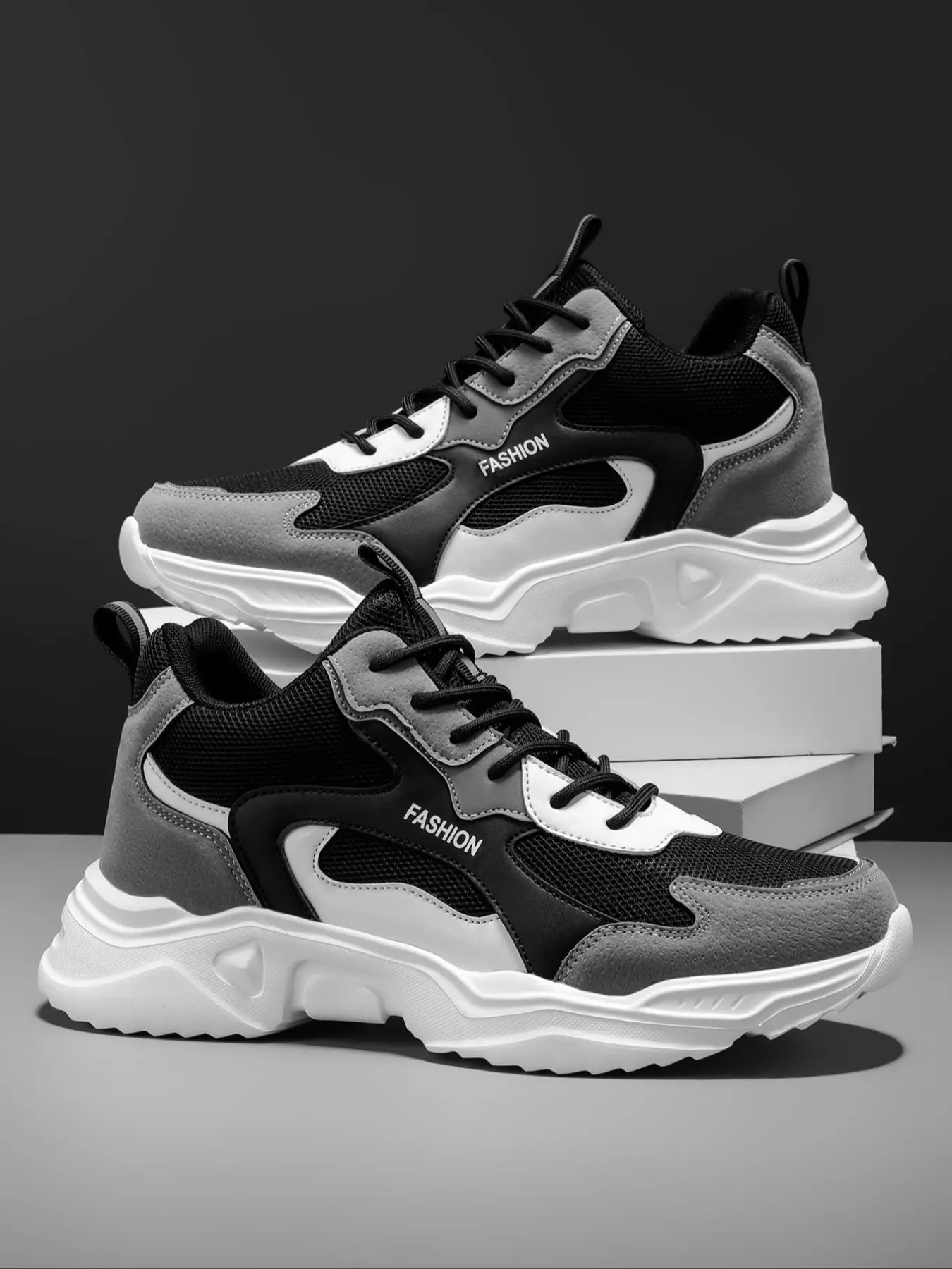Men'S Colorblock Patchwork Sneakers, Lightweight Breathable Reflective Anti-Slip Sport Shoes, Fashion Casual Running Shoes for All Seasons, Fashionable Running Shoes, Athletic Shoes