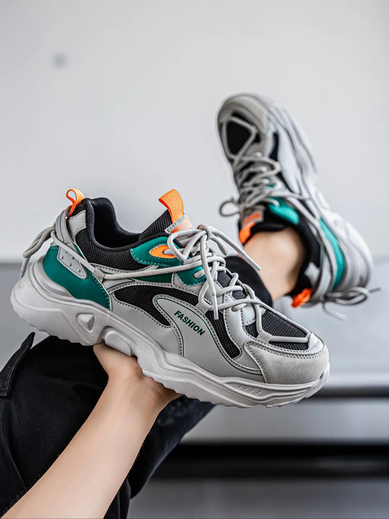 Men'S Colorblock Patchwork Sneakers, Lightweight Breathable Reflective Anti-Slip Sport Shoes, Fashion Casual Running Shoes for All Seasons, Fashionable Running Shoes, Athletic Shoes