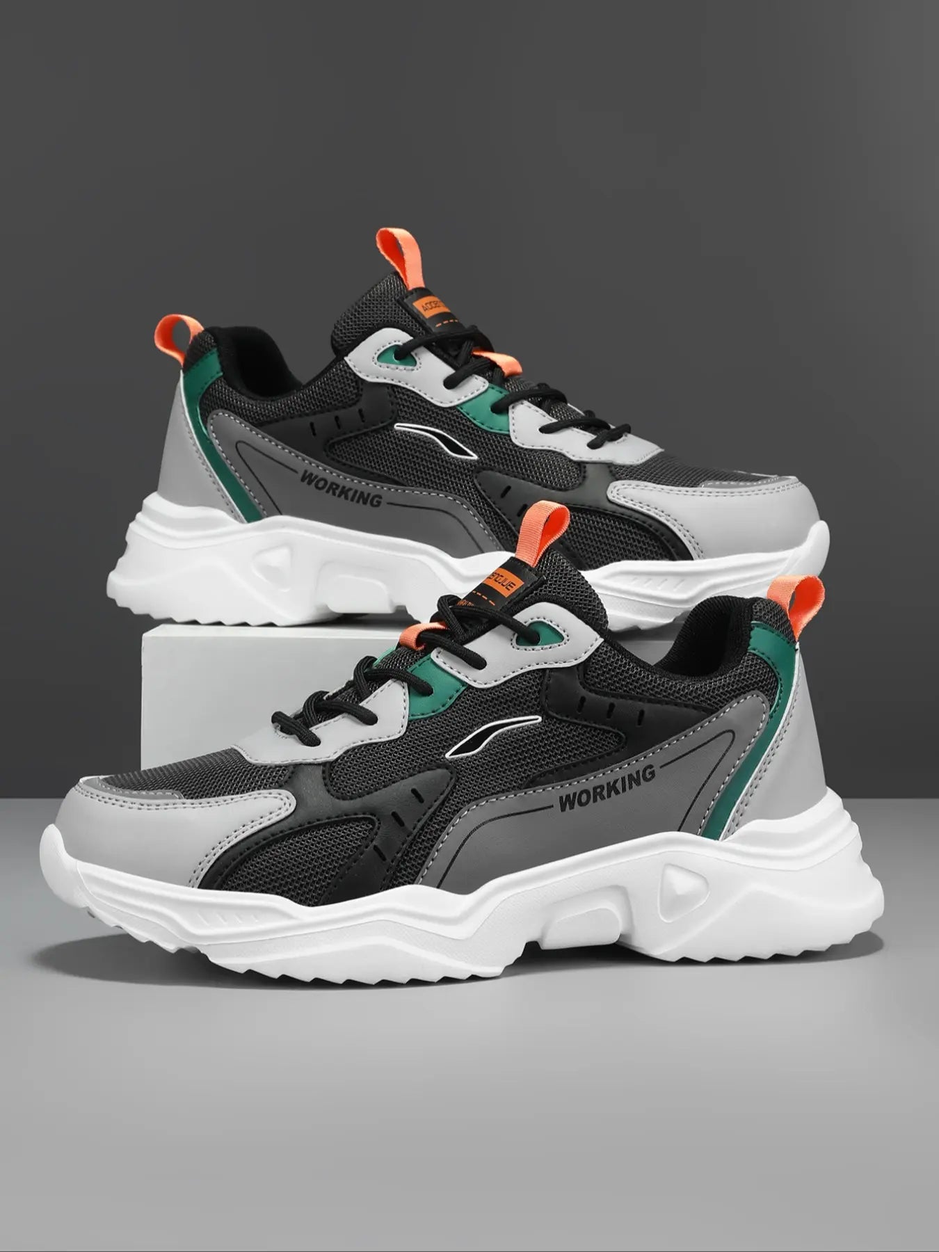 Men'S Colorblock Patchwork Sneakers, Lightweight Breathable Reflective Anti-Slip Sport Shoes, Fashion Casual Running Shoes for All Seasons, Fashionable Running Shoes, Athletic Shoes