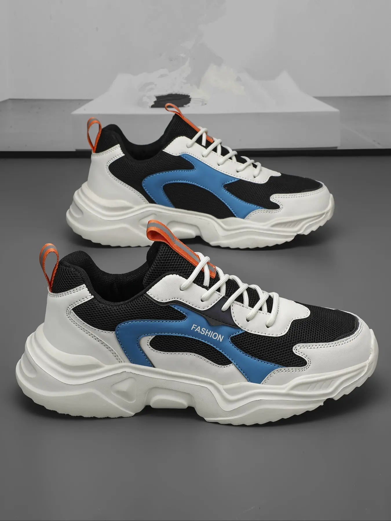Men'S Colorblock Patchwork Sneakers, Lightweight Breathable Reflective Anti-Slip Sport Shoes, Fashion Casual Running Shoes for All Seasons, Fashionable Running Shoes, Athletic Shoes