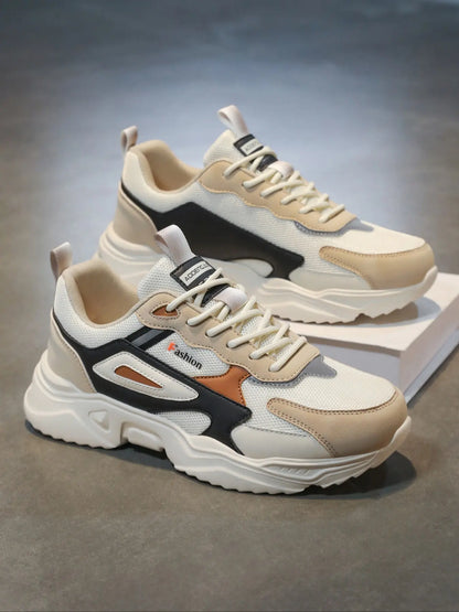 Men'S Colorblock Patchwork Sneakers, Lightweight Breathable Reflective Anti-Slip Sport Shoes, Fashion Casual Running Shoes for All Seasons, Fashionable Running Shoes, Athletic Shoes