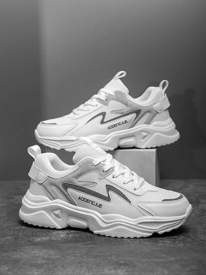 Men'S Colorblock Patchwork Sneakers, Lightweight Breathable Reflective Anti-Slip Sport Shoes, Fashion Casual Running Shoes for All Seasons, Fashionable Running Shoes, Athletic Shoes