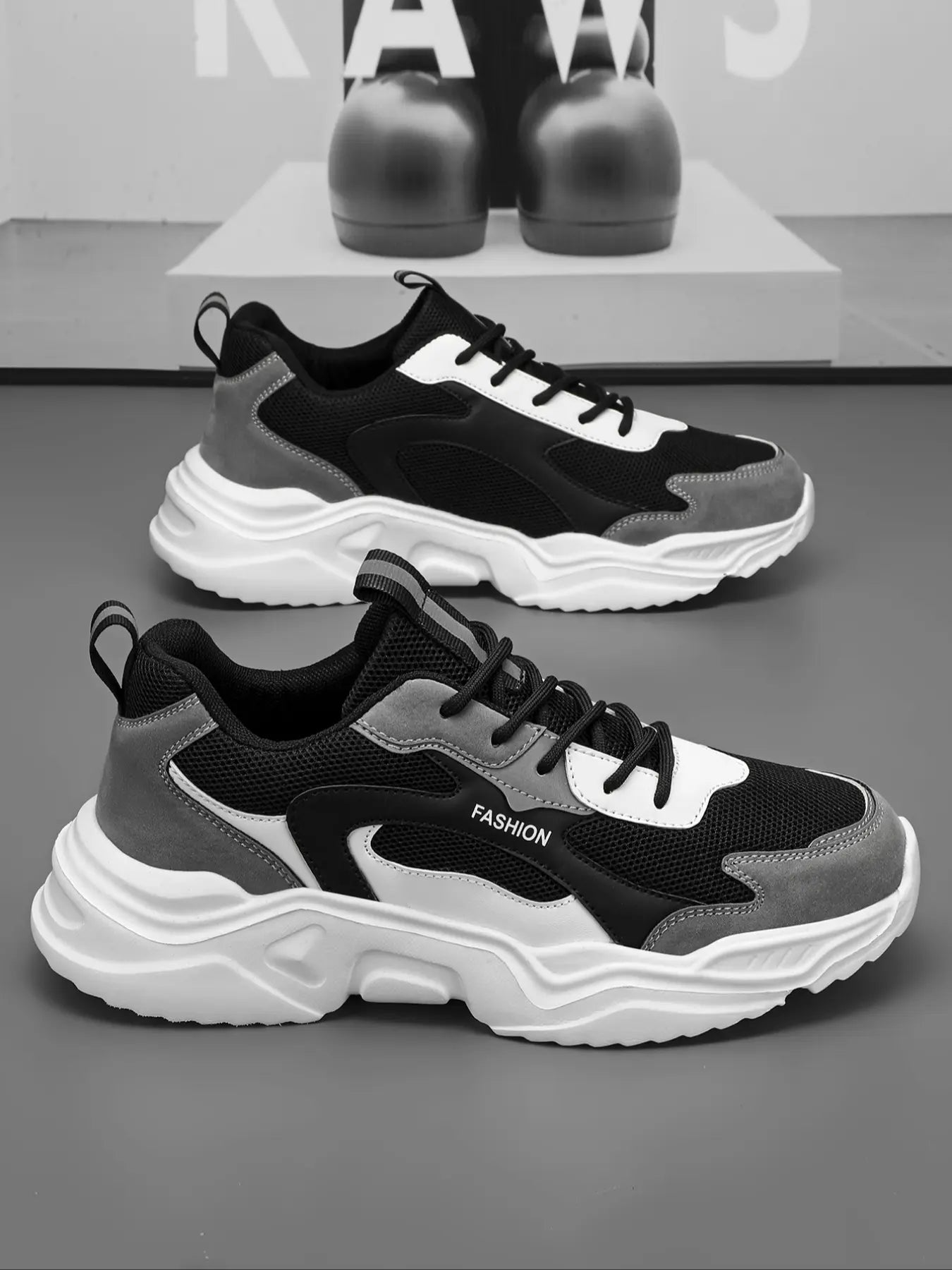 Men'S Colorblock Patchwork Sneakers, Lightweight Breathable Reflective Anti-Slip Sport Shoes, Fashion Casual Running Shoes for All Seasons, Fashionable Running Shoes, Athletic Shoes